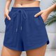 thumbnail image 2 of Pantalones cortos casuales rectos con cordón para mujer - Pantalones cortos de verano de poliéster ligeros y transpirables, tallas S-XXXL, 2 of 5