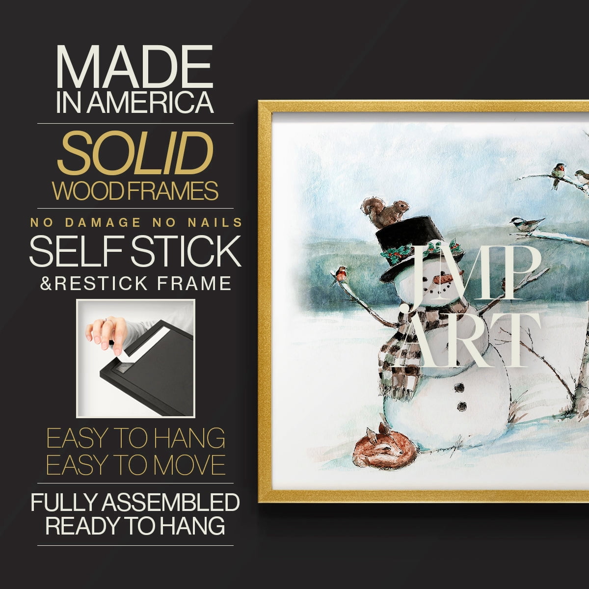 Snow Friends by Ruane Manning - Restickable Framed Giclée Print