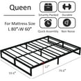 thumbnail image 3 of Lutown-Teen 12 inch Queen Bed Frame No Box Spring Needed, Easy Assembly, Heavy Duty Steel Slat Support Metal Platform Bed Frame Queen Size, Black, 3 of 6
