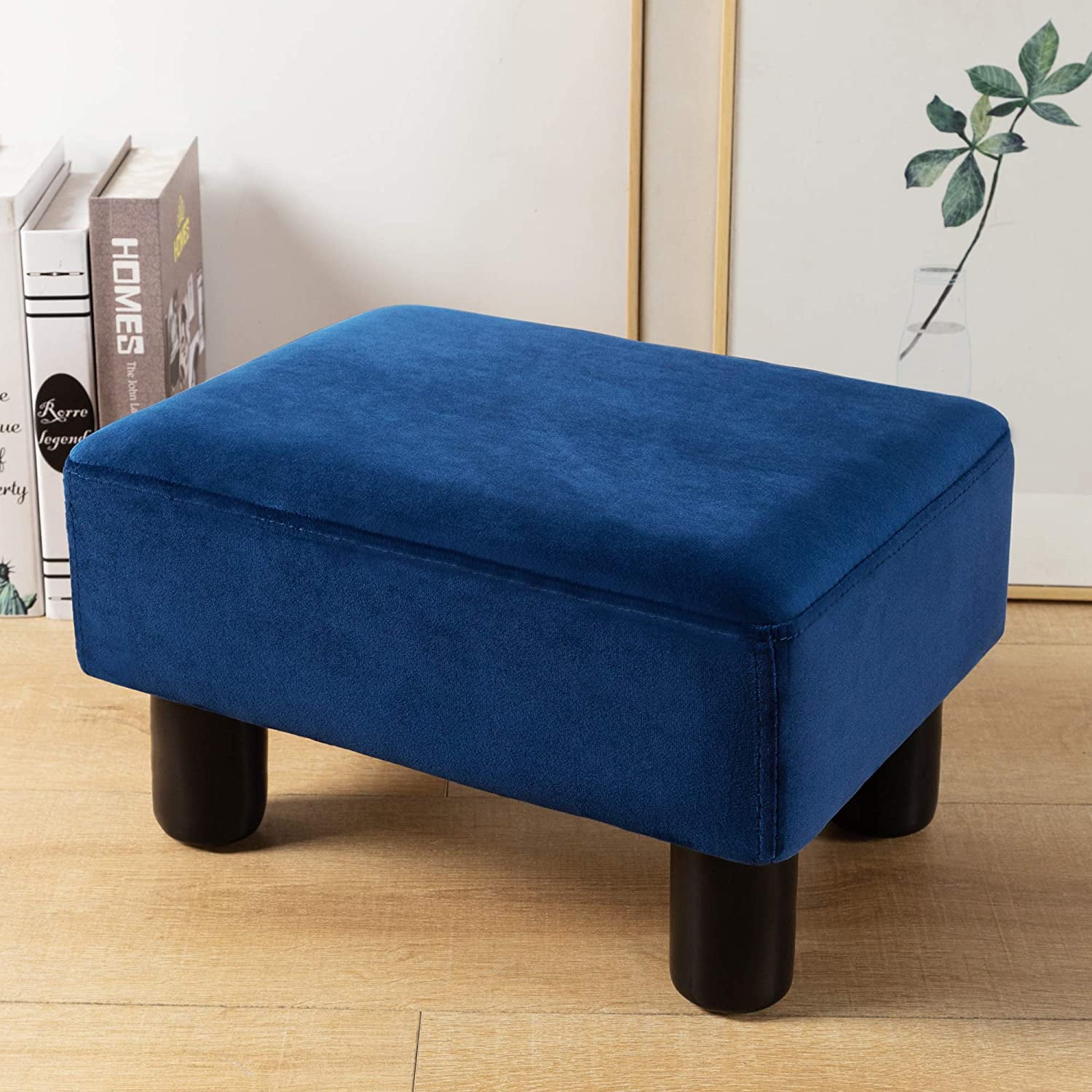 Soohow Foot Stool Small Ottoman Foot Rest, Velvet Foot Stools Pouf Ottoman  Step Stool with Padded Seat, Wooden Footstool with Wood Legs, Sofa Footrest