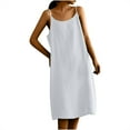 thumbnail image 2 of Ahuyic Womens Casual Dress,Womens Plus Size Dress,Womens Spring/Summer Sling Solid Color Dress Sling Round Neck Dress,White,L, 2 of 4