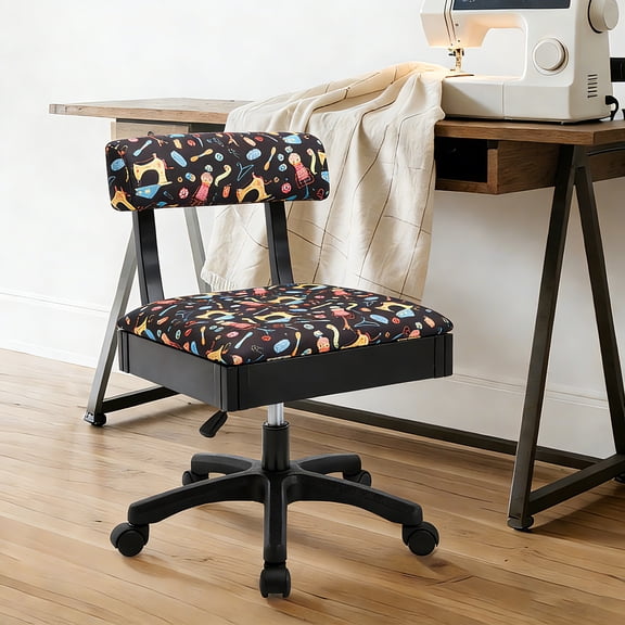 Adjustable Height Sewing Chairs, Crafting Chair with Wheels, Back Support, and Under Seat Storage - Perfect for Your Craft Room Furniture and Sewing Machines