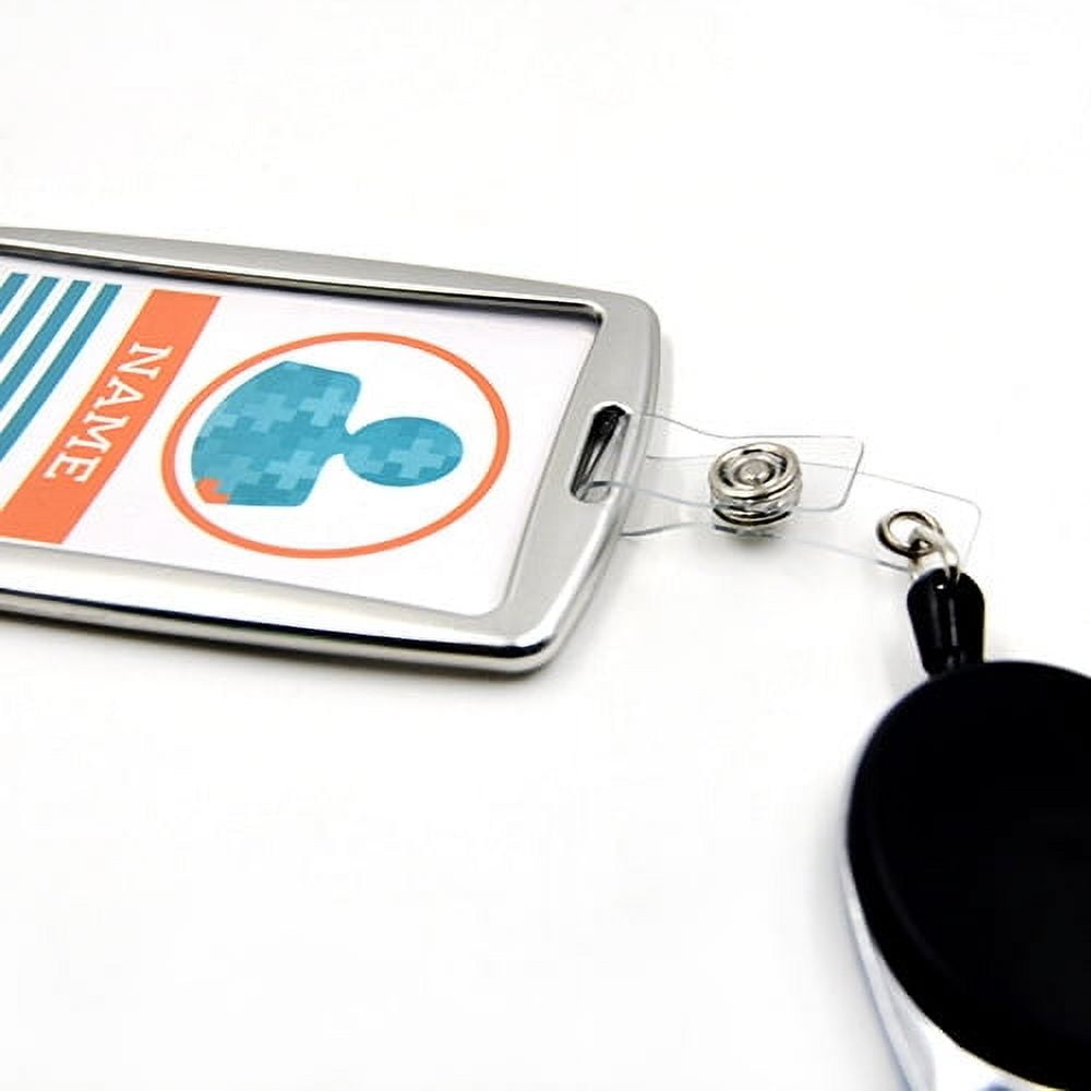 Pen + Gear Vertical Durable Plastic Metallic Badge Card Holder, Silver, 1 Count