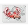 thumbnail image 1 of Cars Bath Mat, Hippie Dated Beetle Car with Wings Once Sixties Freedom and Revolution Icon Boho Print, Non-Slip Plush Mat Bathroom Kitchen Laundry Room Decor, 29.5 X 17.5 Inches, Red Grey, Ambesonne, 1 of 2