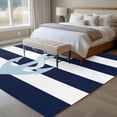thumbnail image 5 of Navy Blue Stripe Nautical Area Rugs 5x7 for Living Room, Aqua Anchor Summer Coastal Non Slip Washable Rug Runner, Low Pile Indoor Floor Carpet Mat Bathroom Rugs for Bedroom, Kids Room, 5 of 9