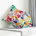 thumbnail image 3 of Colorful Handprints Pillow Covers 24x24 Inch Decorative Throw Pillow Cover, Rainbow Abstract Hand Foot Prints Sofa Pillowcases Accent Cushion Case Home Decor Bedroom Living Room, 3 of 6