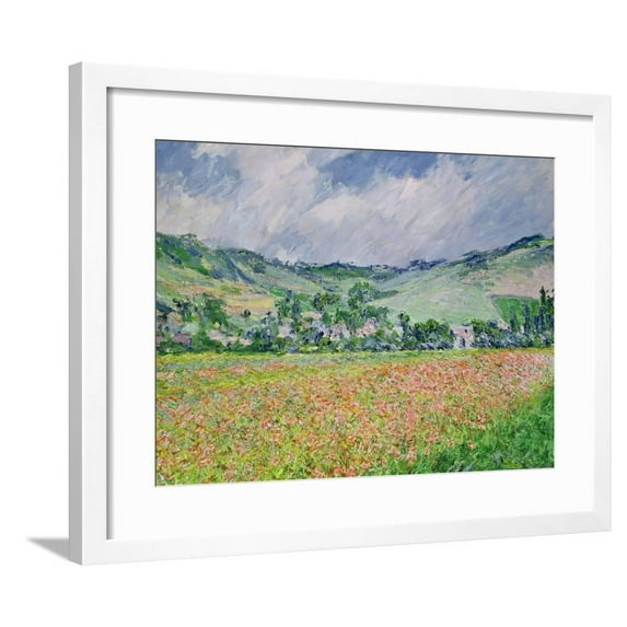 The Poppy Field Near Giverny, 1885, Scenic Framed Art Print Wall Art by Claude Monet