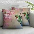 thumbnail image 3 of GOSMITH  Hummingbird Throw Pillow Cover Lovely Hummingbird and Pink Flowers Oil Painting Art Decorative Rectangular Pillowcase for Sofa and Bed Couch, 3 of 5