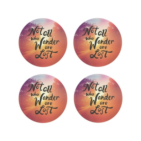 

Leather Coasters with Heat-resistant for Drinks Not All Who Wander Are Lost -标题2 Round Shape
