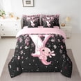 thumbnail image 2 of Manfei Girls Pink Monogrammed Bedding Comforter Set 7pcs, Personalized Letter Y King Bedding Sets, Kawaii Axolotl Cherry Blossoms Bed Sheets, Super Cozy Room Decor, 2 of 8
