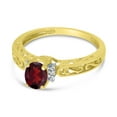 thumbnail image 3 of 14k Yellow Gold Oval Garnet And Diamond Ring, 3 of 6