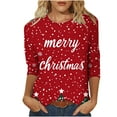thumbnail image 2 of LEKWK Christmas Cat Shirts for Women Merry Xmas Crew Neck 3/4 Sleeve Tops Women's Christmas Blouse Tunic Holiday Tunic Tops for Women, 2 of 5