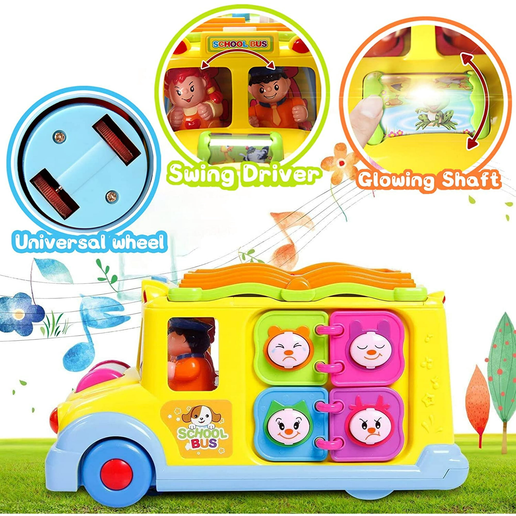 Iguohao Baby Iguohao 12 18 Months Musical School Bus Toy For 1 2 3 Year Old Boys Girls Early Education Various Animal Sounds Music Toddler Iguohao 1