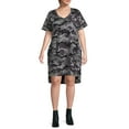 thumbnail image 2 of Terra & Sky Women's Plus Size V-Neck T-Shirt Dress with High Low Hem, 2 of 5
