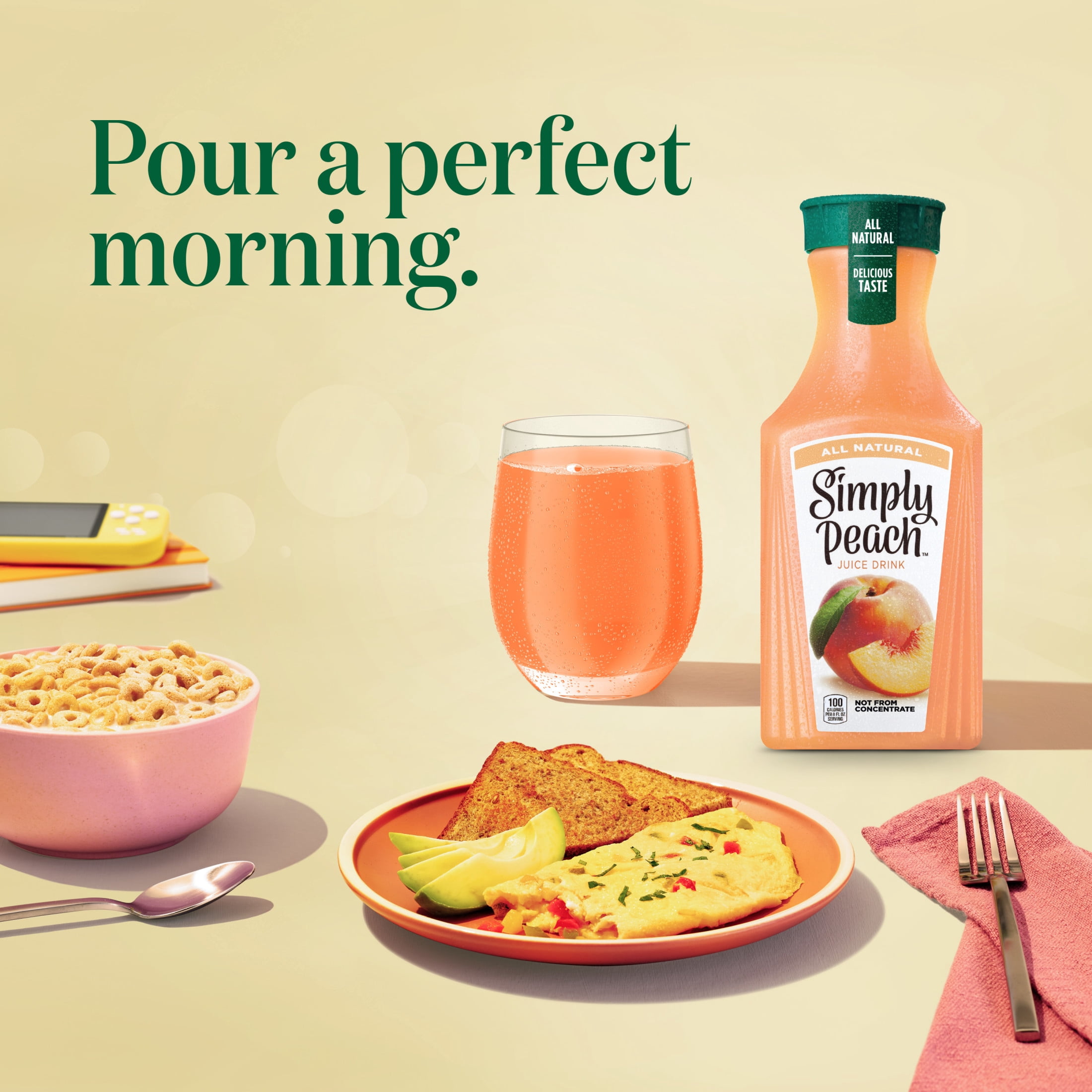 Simply Peach Juice Drink Bottle, 52 fl oz