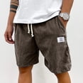 thumbnail image 3 of BOMYJESK Men's Shorts Elastic Waist Drawstring Lightweight Corduroy Cargo Short Classic Fit Vacation Golf Shorts Summer Work Sweat Shorts with Pockets Brown 3XL, 3 of 4