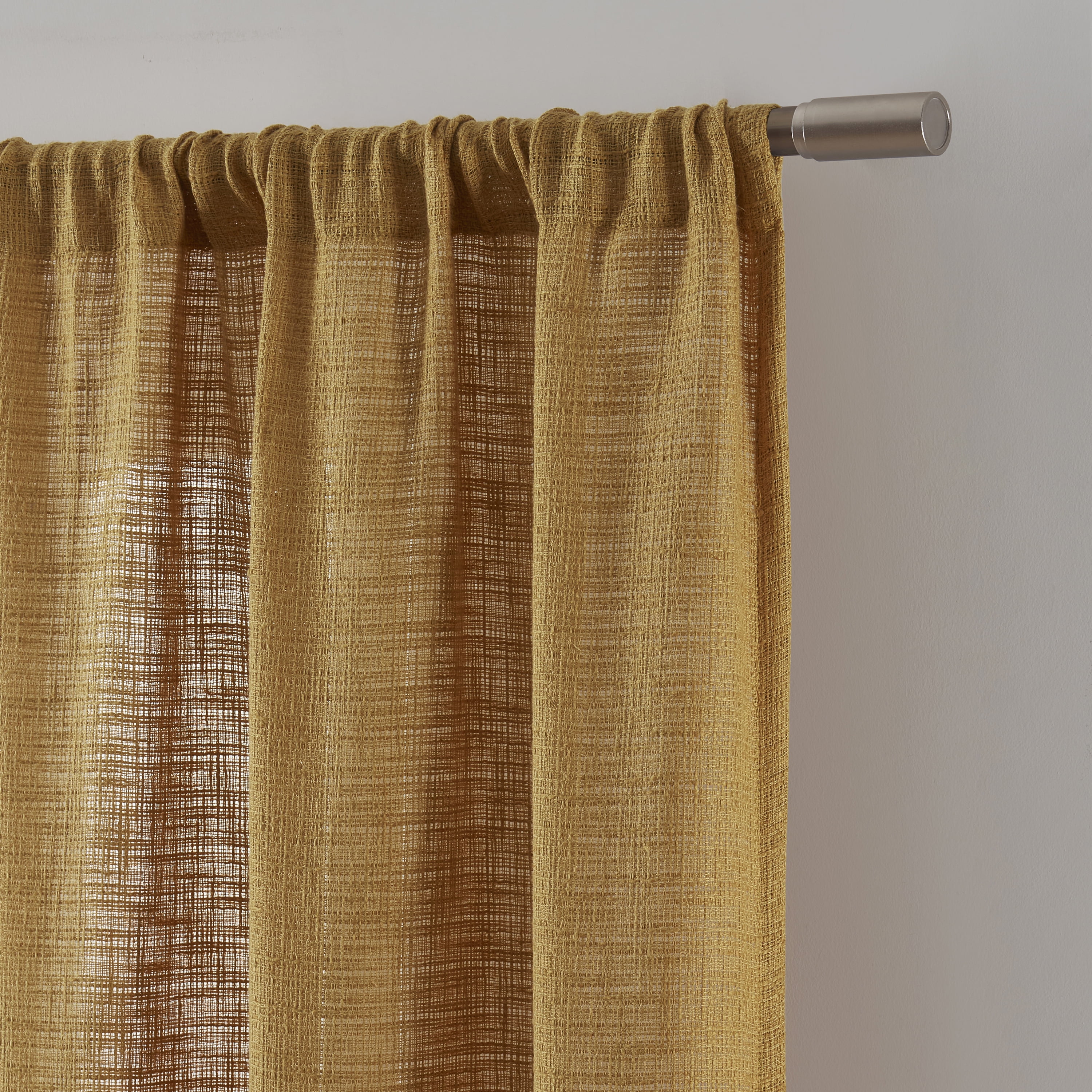 Better Homes & Gardens Woven Slub Rod Pocket Light Filtering Curtain Panel, 1-Piece, Gold, 52" W x 108" L