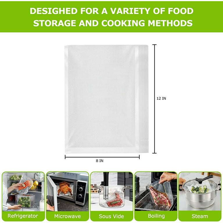 Wevac 6''x10'' & 8''x12'' 300 Count Food Vacuum Sealer Bags Keeper, PreCut  Quart, Ideal for Food Saver, BPA Free, Commercial Grade, Great for storage