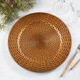 thumbnail image 2 of Fennco Styles Rustic Woven Look Faux Rattan Charger Plates 13" Round, Set of 4 – Brown Table Charger for Dining Table, Wedding, Holiday and Event Décor, 2 of 5