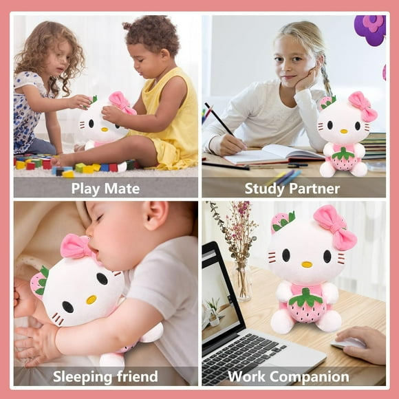Kitty Plush Toys 22cm Kawaii Cartoon Strawberry Stuffed Animals Doll Cute Kitty Soft Plush Figure Toys Birthday Gifts for Girls Best Gift for Friends Kids Adult Birthday Gifts