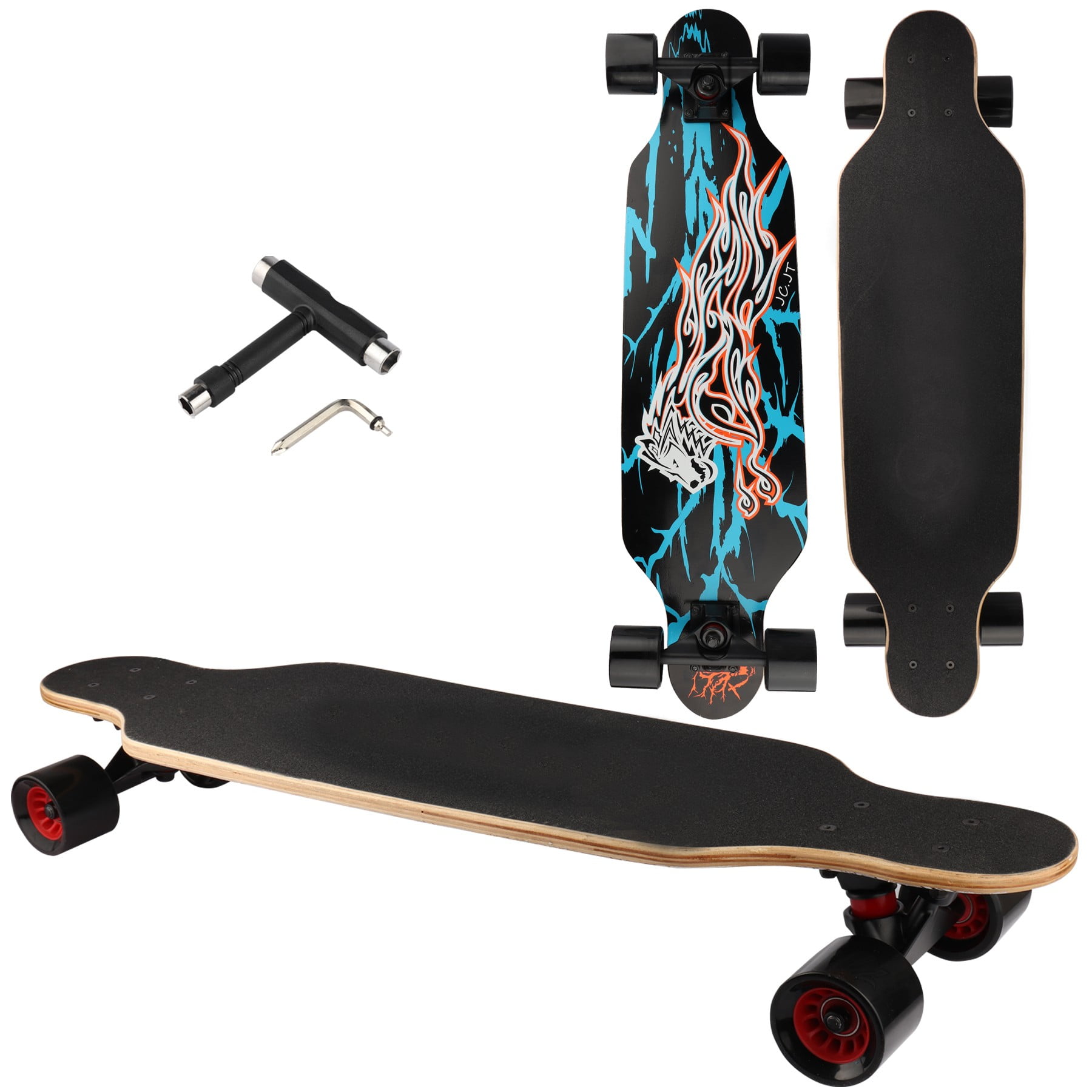 frekvens Gangster Fange Longboard Skateboard Complete Cruiser, 31 inch Small Pro Longboards with  T-Tool for Cruising, Carving, Freestyle and Downhill (Skull) - Walmart.com