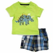 Kids Headquarters Infant Boy Triceratops Word Cloud T-Shirt Plaid Shorts Set 24m