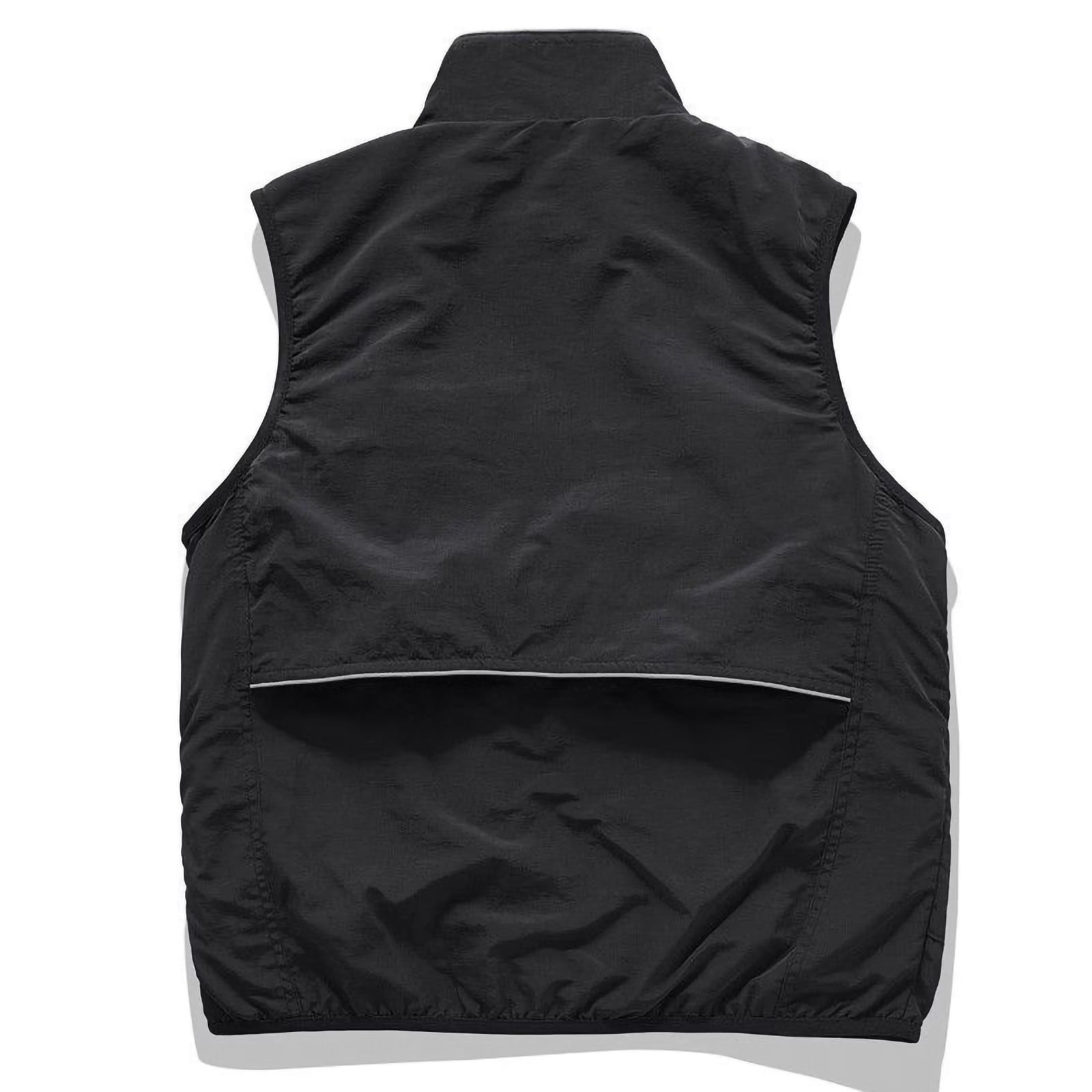 Men'S Lightweight Vest Sleeveless Stand Neck Work Jacket For Travel Hiking Running Lightweight Safari Photography Cargo Vest Black M