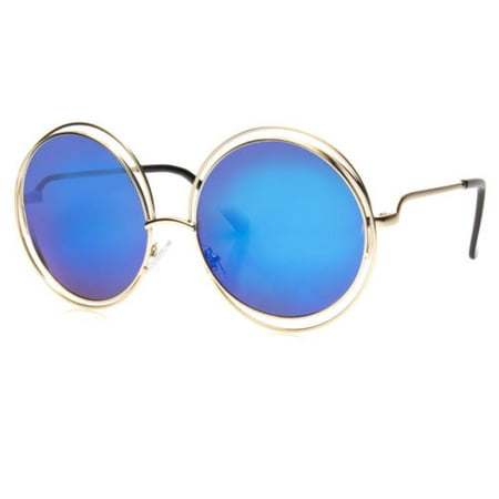 Big Round Oversized Double Wire Sunglasses Metal Frame Retro XXL Vin Shades New