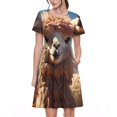 thumbnail image 1 of Balery Fluffy Alpaca Mountain Meadow Vestidos sueltos de manga corta para mujer, vestidos de verano 2025, vestidos casuales de corte A con vuelo., 1 of 6