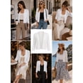 thumbnail image 5 of QUALFORT Women's 3/4 Sleeve Cropped Cardigan Sweater, Open Front Shrug, White, Size M, 5 of 7