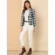 thumbnail image 3 of Chaqueta Tipo Blazer Informal Con Solapa De Muesca Y Manga Larga Para Mujer Cuadros negros XS, 3 of 6