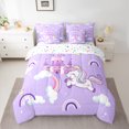 thumbnail image 2 of Homewish Cartoon Rainbow 7-Piece Twin Bedding Sets For Kids Boys Girls,Kawaii Animal Unicorn Bedding Comforter Set,Dreamy Princess Castle Breathable Sheet Sets,Microfiber Bedroom Decor,Reversible, 2 of 8