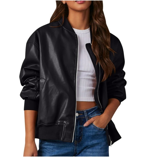 ジャケット FAY Women Jackets NAW59493430 BLACK FAIWAD Women's Leather Jacket Long Sleeve Zip Up Outwear