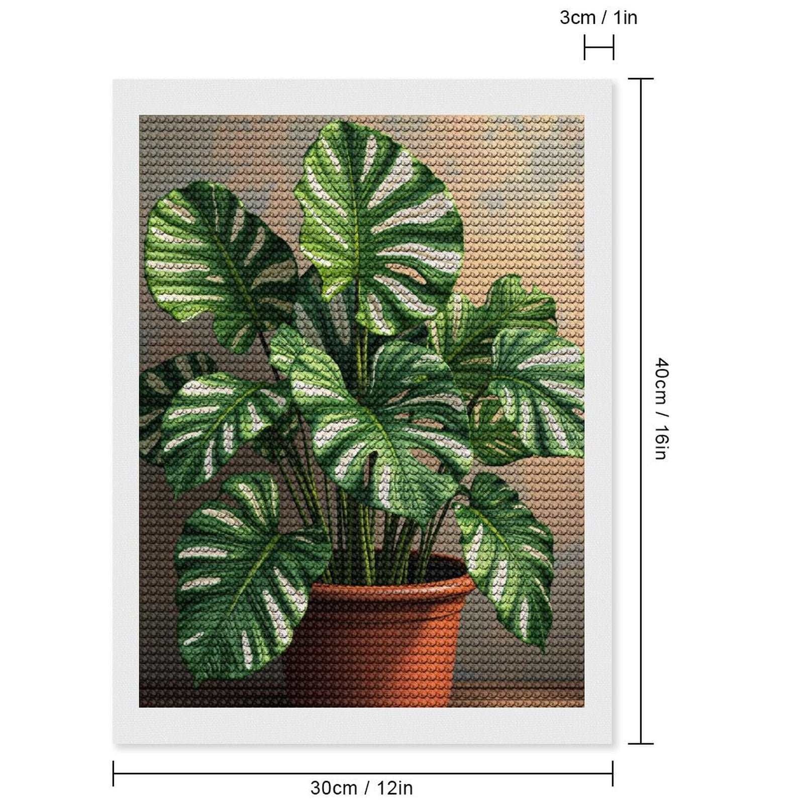 Diamond Art Kits for Adults, Plant Green Leaves Terra Cotta Pot 5D Diamond Painting Kits for Adults Beginners, DIY Full Drill Diamond Painting, Gem Art and Crafts 12x16