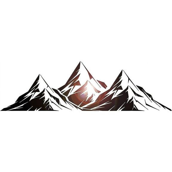 Large Vinyl Wall Decal Mountains Room Decoration Home Art Stickers(S 6.75 in X 22.5 in, Black)