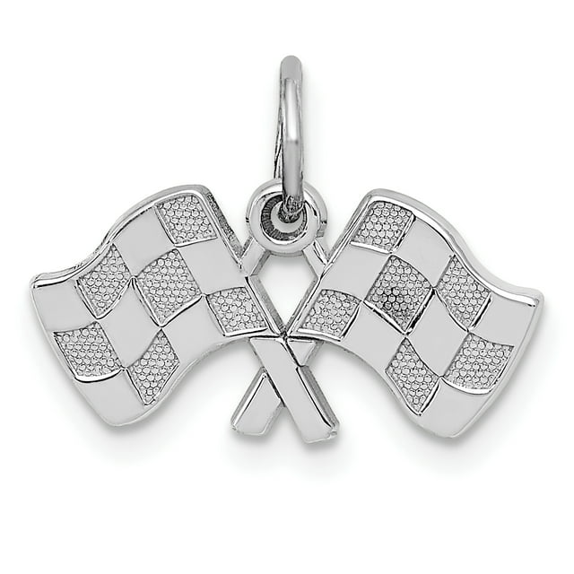 14 Carats Or Blanc Poli Damier Drapeaux Charme