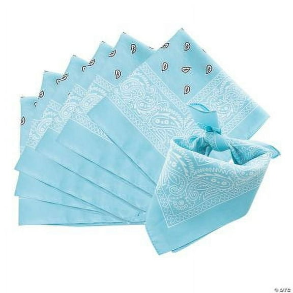 Light Blue Bandanas, Birthday, Apparel Accessories, 12 Pieces