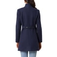 thumbnail image 3 of Abrigos de trench de invierno INSPIRE CHIC para mujer, abrigo de doble botonadura con cuello de pie, color azul oscuro, talla M, 3 of 6