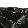thumbnail image 5 of Women Faux Leather Skinny Shorts Raves Dance Parties Bottoms Low Waist Shining Glossy Wetlook Booty Shorts Hot Pant, 5 of 9