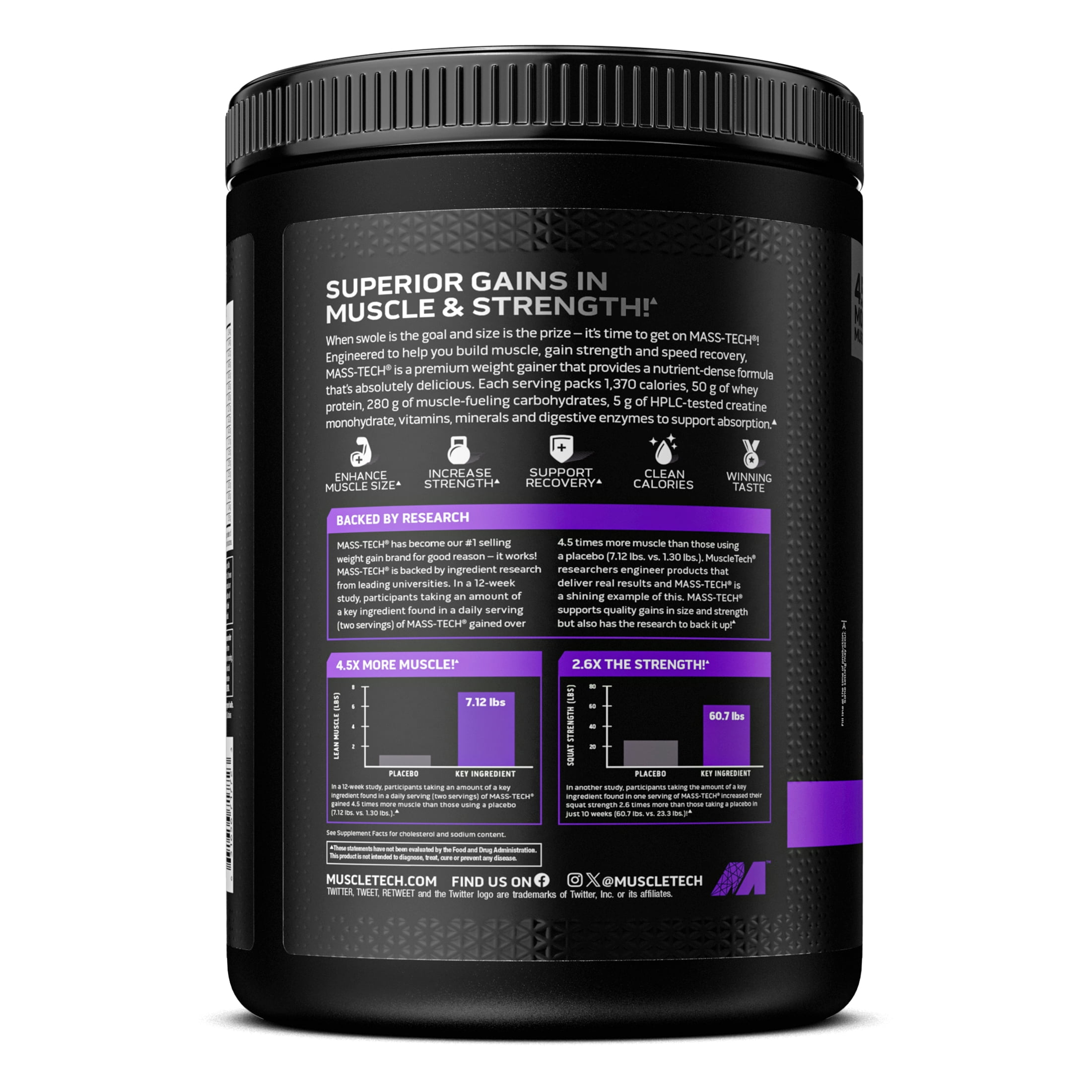 MuscleTech Mass Tech Protein Powder, Chocolate, 4 lb
