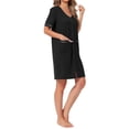 thumbnail image 4 of INSPIRE CHIC Womens Zipper Robes Front Open Knit Short Bathrobe Collarless House Coat with Pockets Soft Nightgown M Black, 4 of 6