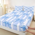 thumbnail image 4 of Erosebridal Dreamy Princess Bowknot Kids Full Size Sheets,Blue Cute Bowtie Print Bed Sheets For Bow Lover 4 Pieces, 4 of 6