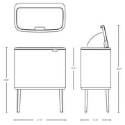 Brabantia Bo Touch Kitchen Dual Compartment Wastebasket, 3+6 Gallon (11+23L)