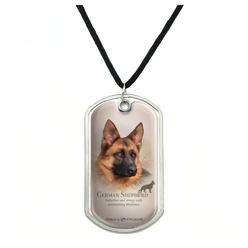 German Shepherd Dog Breed Military Dog Tag Pendant Necklace with Cord ...