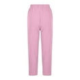 thumbnail image 5 of Women's Casual Solid Linen Pants Elastic Waist With Pockets Cropped Length Ankle Trousers Women Casual Pants Suit Womens Dress Pants for Work Business Casual Womens Sweatpants Pockets plus Size Casual, 5 of 6