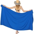 thumbnail image 5 of LA LEELA Womens Beach Pareo Sarong Wrap Skirt Swimsuit Cover up Bikini Bathing suit Wraps for Women One Size Solid, Bright Blue, 5 of 5