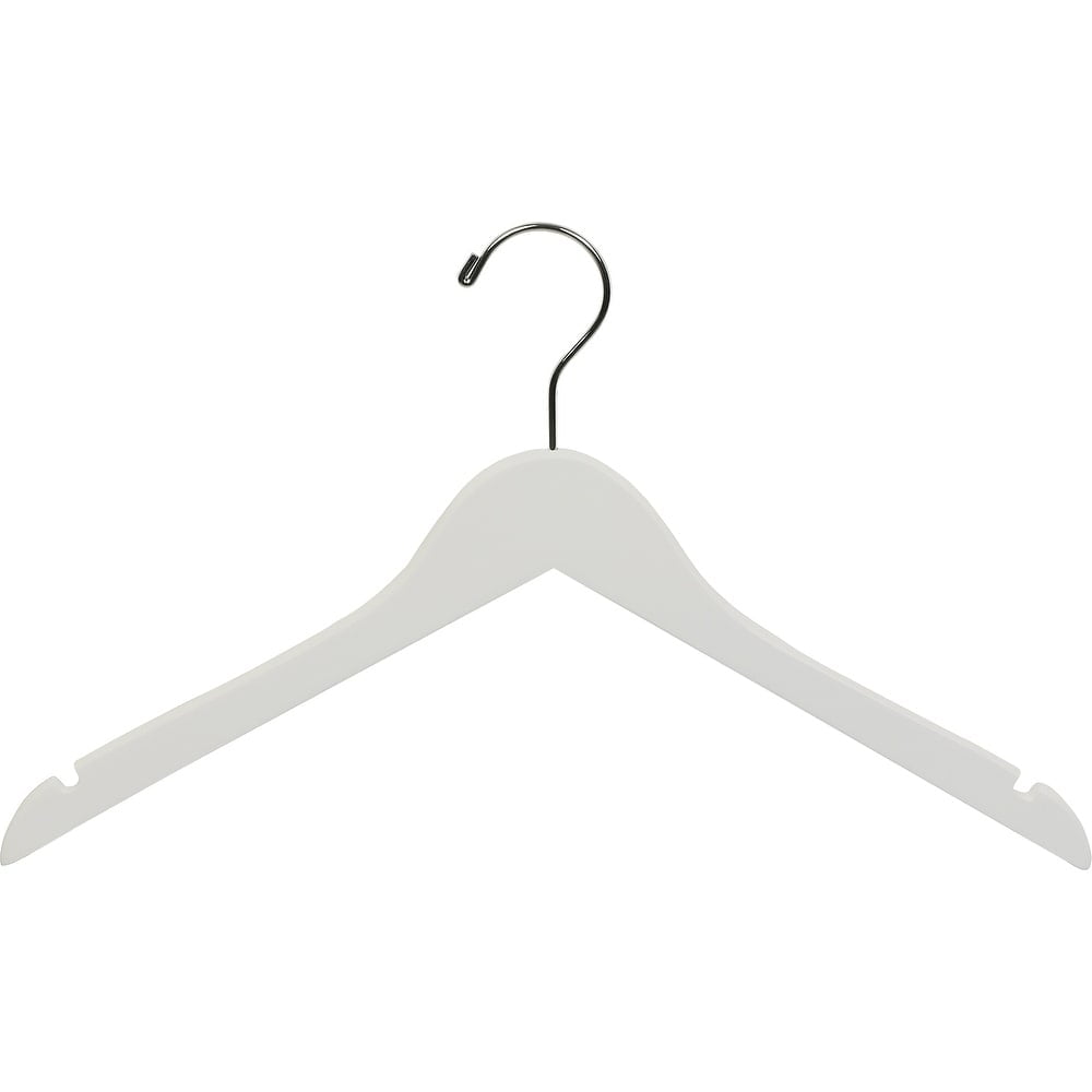 INTERNATIONAL HANGER Rubber Coated White Wood Top Hanger, 25 Pack