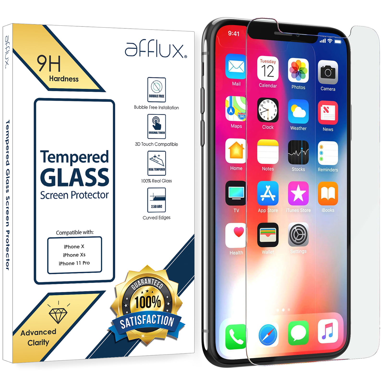 Genuine 9H Tempered Glass Film Screen Protector for Apple IPad Pro 9.7" iPhone X 