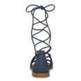 thumbnail image 4 of FSJ Women Open Toe Lace up Gladiator Sandals Woven Strappy Ankle Wrap Flats Summer Beach Outdoor Shoes Size 8 Navy, 4 of 5