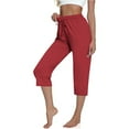 thumbnail image 4 of REALiKUN Capris for Women Casual Summer Wide Leg Pants Loose Comfy Drawstring Yoga Jogger Capri Pants, 4 of 7